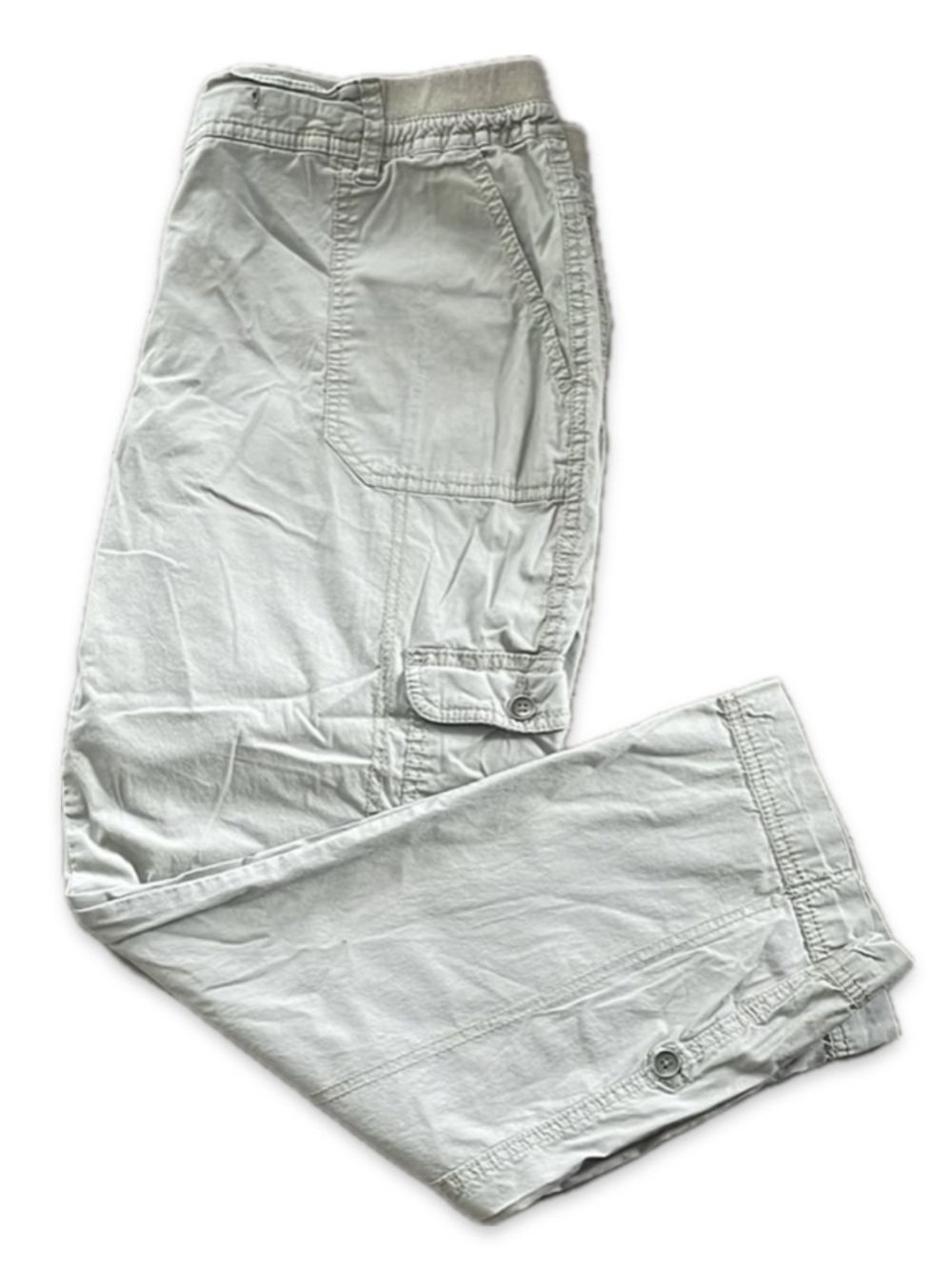 George Light Gray Capri Cargo Pants Elastic Waist Womens 14